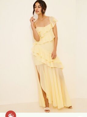 Awaylee asymmetric ruffle maxi dress